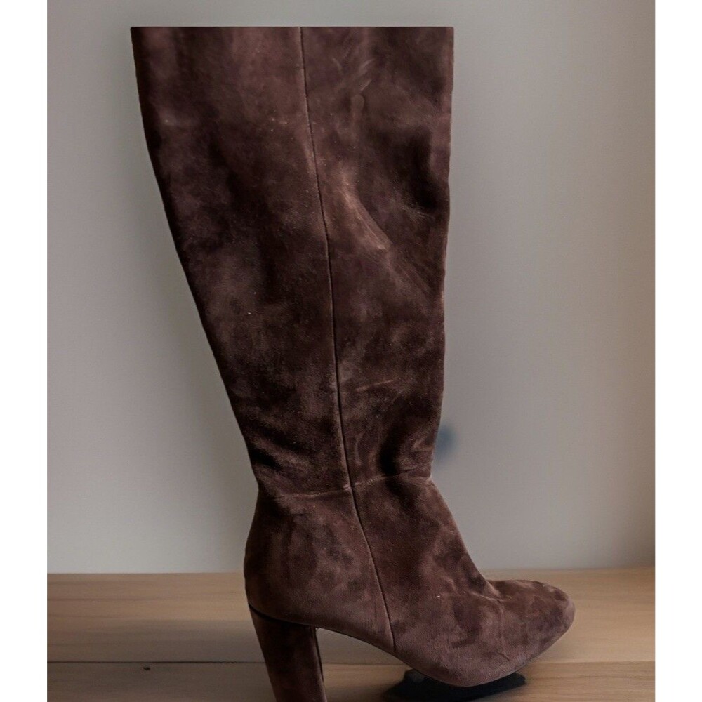 New‎ Charles David Brown Suede Leather Zip Up Knee High Boots Women Size 6M